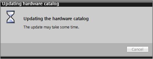 After closing, a window opens up that shows the update of the hardware catalog.