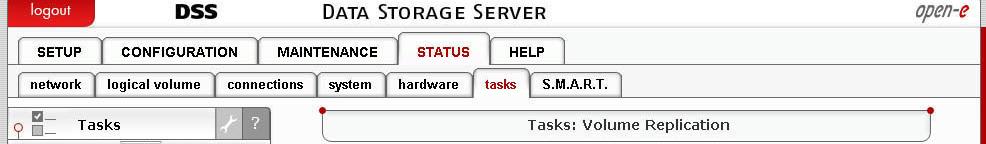 3. Configure the Under the STATUS tab, select tasks and