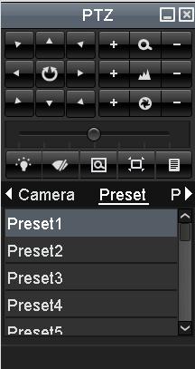 4.2.2 Calling Presets Purpose: This feature enables the camera to point to a specified position such as a window when an event takes place. Call preset in the PTZ setting interface: 1.
