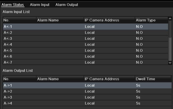 5.4 Configuring Alarm Triggered Record and Capture Purpose: Follow the procedure to configure alarm triggered recording or capture. 1. Enter the Alarm setting interface.