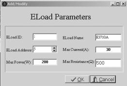 The Eload Registration Records show the parameters of all registered load. To add a new load, click the button. Fig.