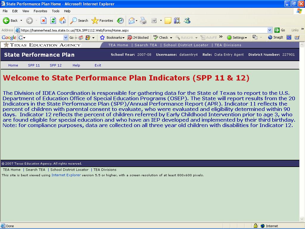 SPP 11 and 12 Home Page Click SPP 12 Tab SPP 12 Data