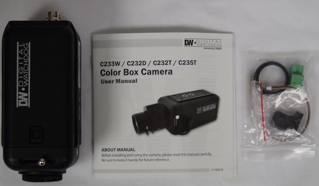 INSIDE THE BOX* Included with C2 Box Camera 1 2 3 4 5 6 Color Box User Manual Mini-DIN Connector (For Video or DC Auto Iris Lens)