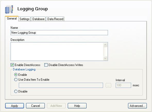 Logging Groups You create logging groups to specify how you want data to be logged.