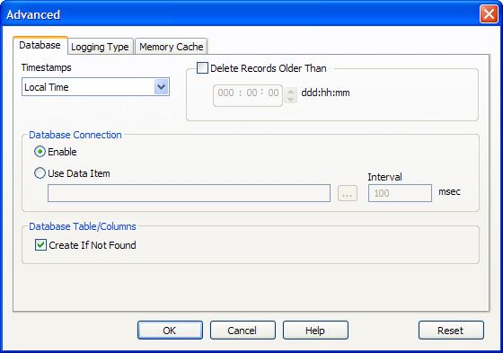 Database Tab Timestamps Select the desired time zone. This selection will apply to all columns and stored procedure arguments that have a property of Timestamp or RecordCreationTime.