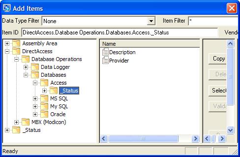 When enabled, the status items for a database will be located in a _Status folder directly under the branch for that database in the DirectAccess.Database Operations.Databases tree.