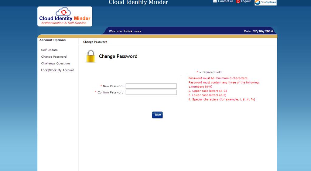 credentials and follow the below steps Click on Change Password tab Enter