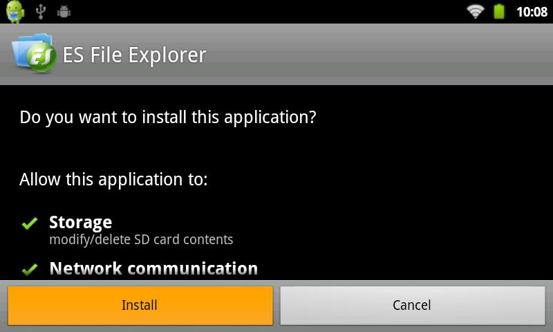 Through the File Explorer you can select the correct.apk file to start the installation.