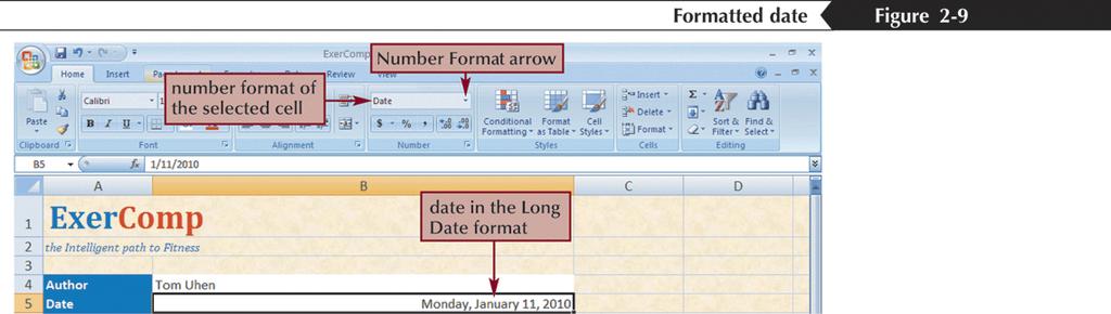 Formatting Dates and Times Although dates and times in Excel appear as text, they are actually numbers that measure the