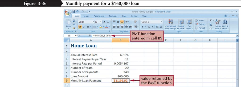 Using the PMT Function to Determine a Monthly Loan