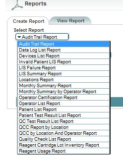 3. In the Select Report field, select the type of report from the drop-down list. Refer to Types of reports for a description of each report.