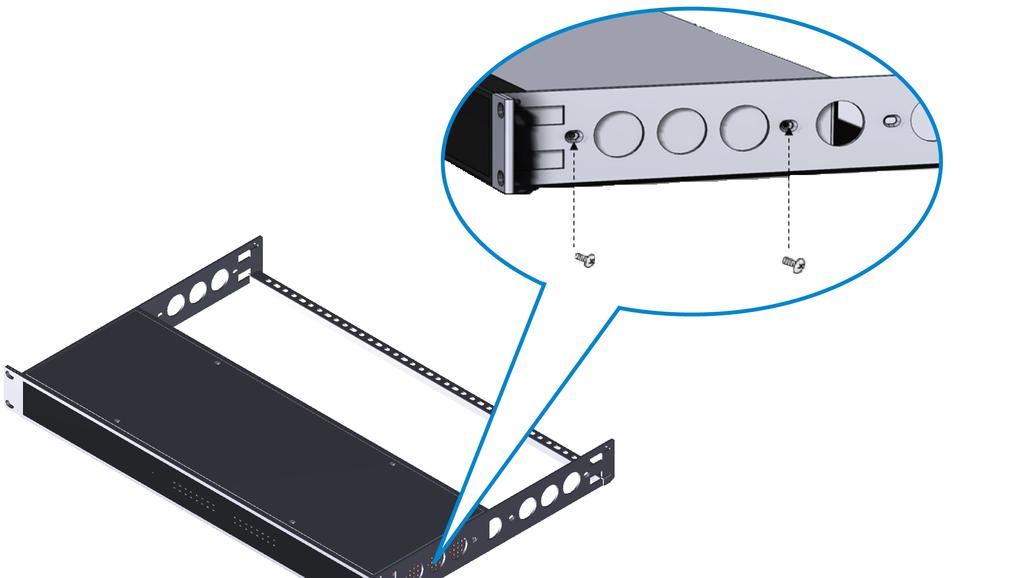 If the front panel will face the rear of the rack, fasten the bar to the L-shaped holes close to the ears of the rackmount brackets. To attach the cable-support bar: 1.