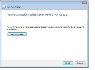 10. You can choose to print a test page by clicking on the Print a test page to verify the connection