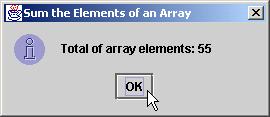 2 // Total the values of the elements of an array. 4 // Java extension packages 5 import javax.swing.
