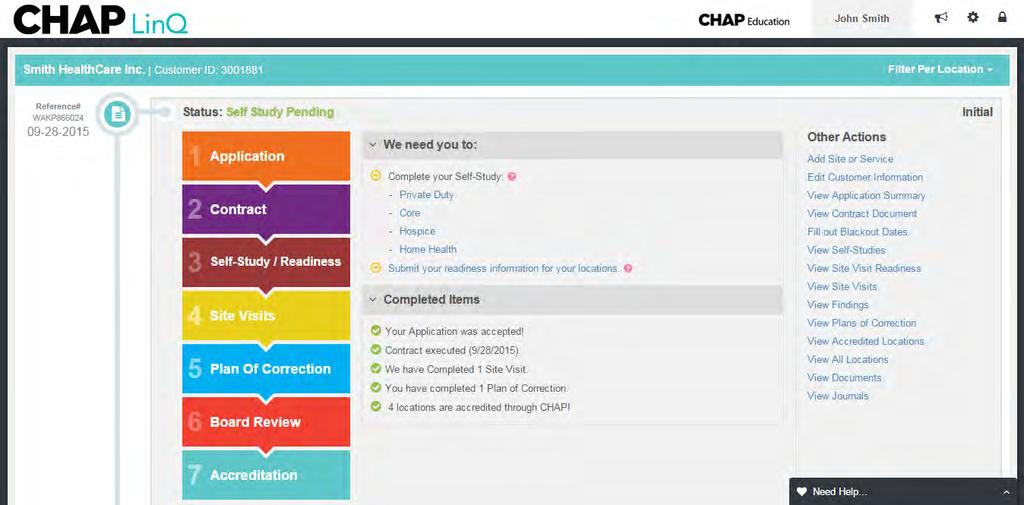 CHAP LinQ Homepage Alerts CHAP LinQ My Account Log Out Education link Customer ID Additional information Contact CHAP Your CHAP homepage will reflect where you currently