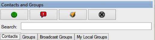 4.1. Searching You can search for contacts and groups using the search bar on the Contacts and Groups window. To search, select a tab and enter the fleet member or group name in the search field.