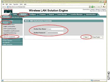 Consult the CiscoWorks WLSE online help for details on WLCCP credentials entry syntax.
