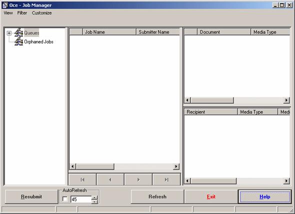 Illustration [62] Job Manager dialog box [62] Job Manager dialog box Open Job Manager from Windows 1. Select 'Programs' on the Windows Start menu. 2. Select Oce Engineering Exec. 3.
