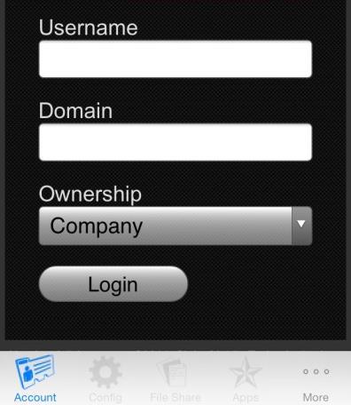 Enter the Domain. Designate device Ownership. Is it your Personal device or a Company owned device? Tap Login.
