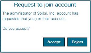 Figure 15 The notification tells the user that he/she has been requested to join another account. If the user accepts the request, he/she will be asked to log in again.