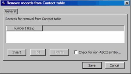 Contacts Removing Contacts 11 To insert a record, click Insert. 12 Enter the key fields to insert into the list and click Apply or Save.