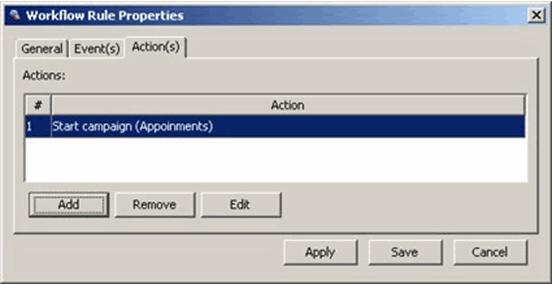 available actions and the configuration options for each action.