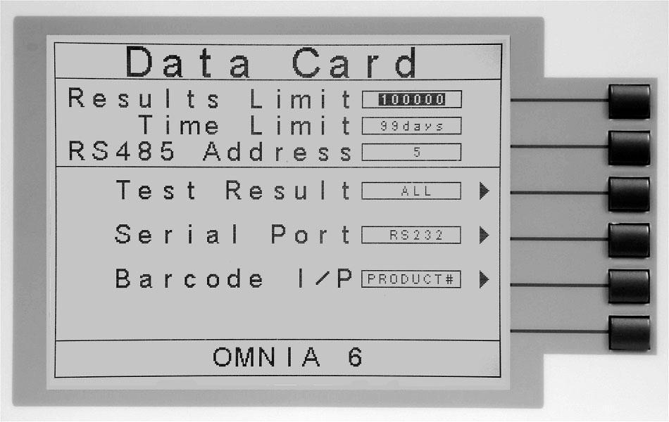 communication bus. To configure all of the features of the Data Storage Card, use the Data Card Settings menu.