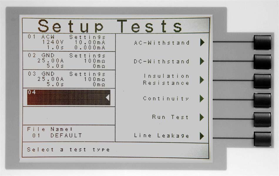 4.4.1. Description of Test Parameters Voltage: The voltage that is applied to the high voltage and return terminals during a test.