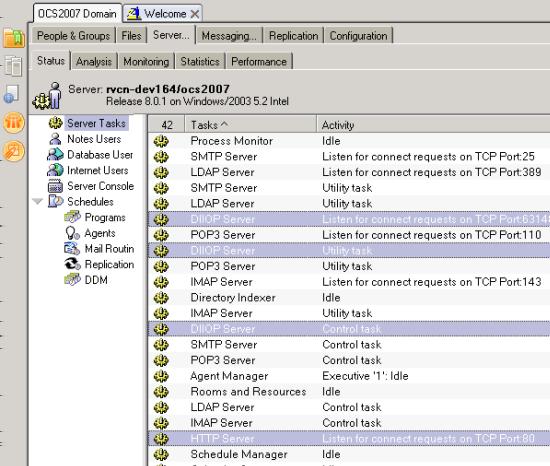 Figure 1: Verifying DIIOP and HTTP Services Integrating Installation files to Domino Server About this task This section details how to integrate several of the installation files you received as
