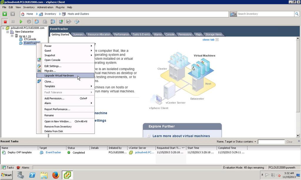 5 using VSphere client to manage host, editing the Virtual Machine should be done before upgrading