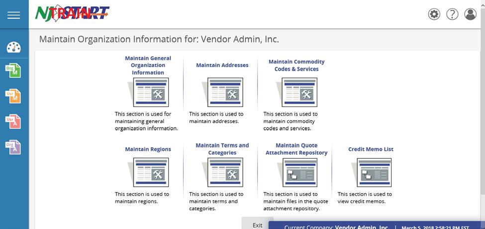 2.4 Click on Maintain General Organization Information The Maintain General Organization Information view, shown above, is divided into three sections: Top Section General Organization Information:
