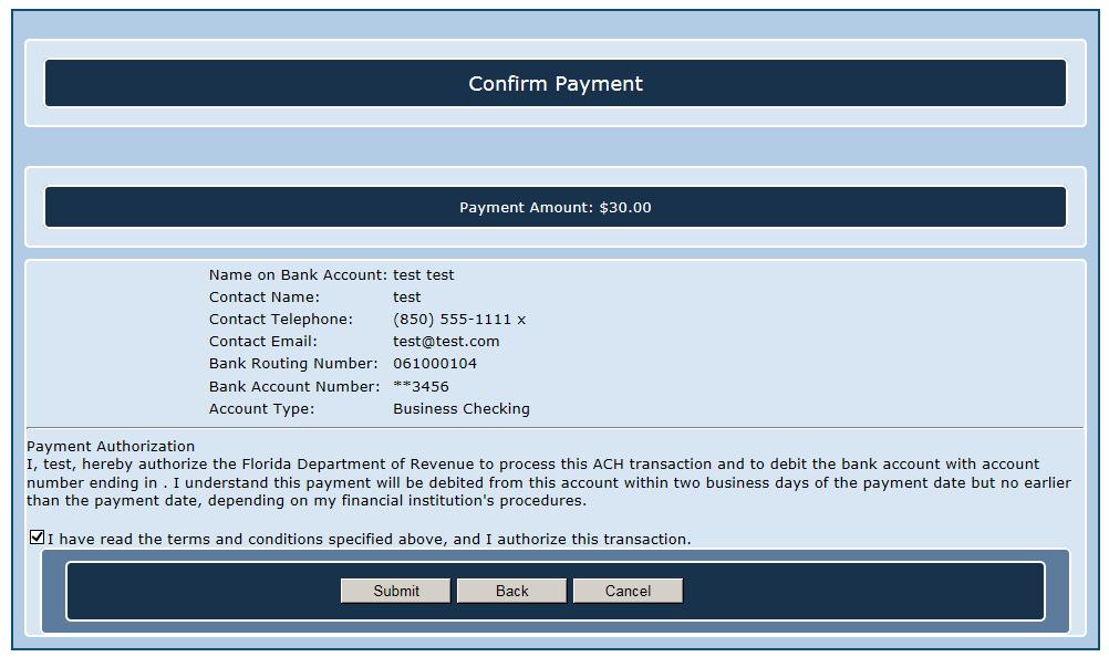Step 7b - Paying with E-Check Now you ve reached the Confirm Payment page.