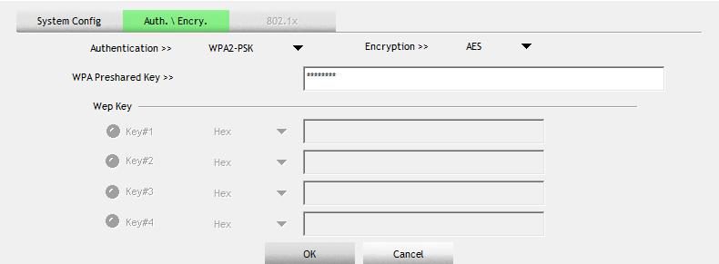 Step 4: To set authentication/encryption information for the access point,