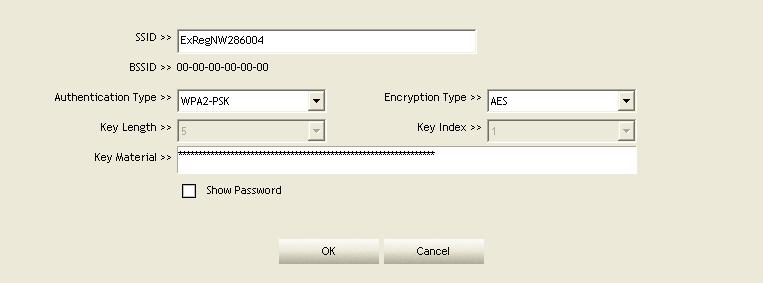 2. Enter the details of the credential and change configurations (SSID, Authentication, Encryption and