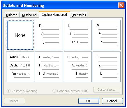 numbering schemes to each level of a list of items to distinguish the order. This feature is useful in arranging documents in a professional manner. To create an outlined numbered list: 1.