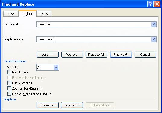 Figure 38 Replace Tab on the Find and Replace Dialog Box TEMPLATES Templates provide a framework for certain types of documents that are can be used more than once.