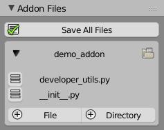 For more file manipulations you should open the addon folder in your default file browser using the folder icon.
