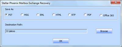Save Scanned File Stellar Phoenix Mailbox Exchange Recovery allows you to save the recovered files in various formats like PST, MSG, EML, HTML, RTF, PDF and Office 365.