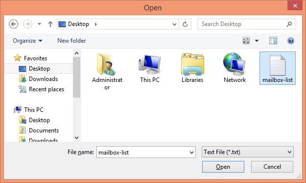 Figure 3: Dialog box to open the text file Select the location where the file is stored and then select the required txt file.