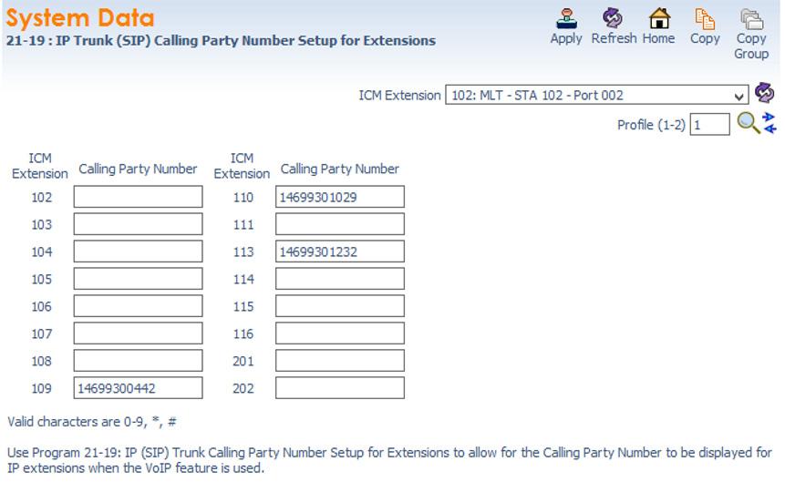 Time Warner Cable Business Class Issue 1.0 3.11 IP Trunk (SIP) Calling Party Number Setup for Extensions Values shown are for example purposes only.