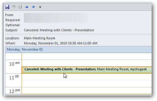 Accept a meeting request When you receive a meeting request you will see the following