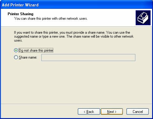12. Choose to set the print whether as a default printer or not. Click Next. 13.