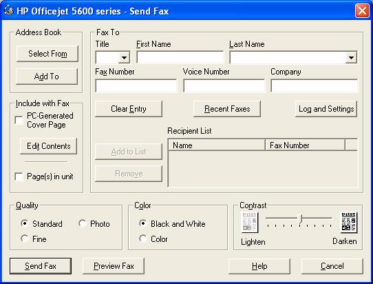 3. The Send Fax screen is popped up, please configure the file and enter the