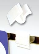 58/set Slatwall Clip with Adhesive Use to attach P.O.P. material flush against slatwall.