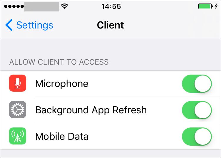 Edit Parallels Client Settings Tap Privacy to open the Parallels Client page in ios Settings. This page may contain the following options: Microphone.