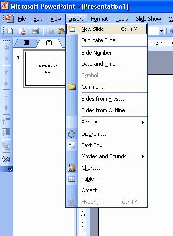 from the toolbar at the top of the window. To insert a new slide, click on Insert New Slide (Figure 39).