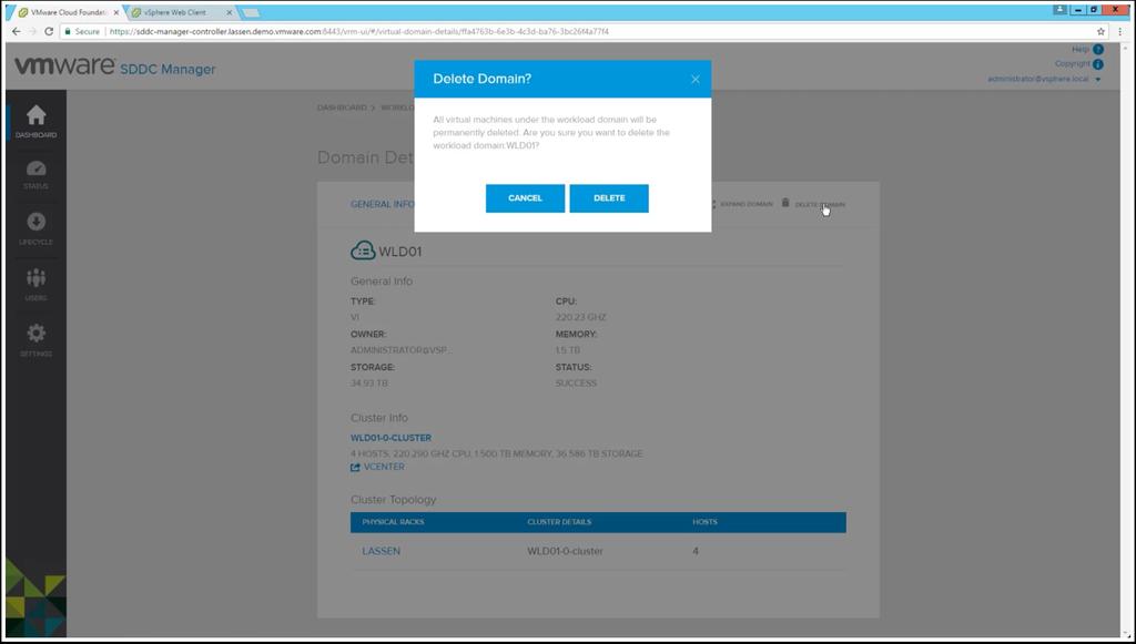 Introduction VMware Cloud Foundation Workload Domain Deletion Overview A common challenge faced in many virtual environments is the need to reclaim previously allocated capacity that has become