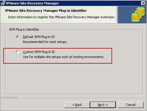 Step 1: Install a Site Recovery Manager instance using a custom switch on both the protected and recovery sites with custom Site Recovery Manager plug-in ID and same authentication method.