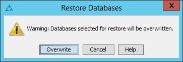 Starting the restore process To start the restore process: 1. While on the SQL view, from the File menu, click Restore. Alternatively, click the Restore button on the toolbar: 2.