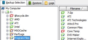 To identify files and folders selected by filters: Look at the icon state. Files and folders included in the backup selection by filters display with icons containing blue check marks: and.